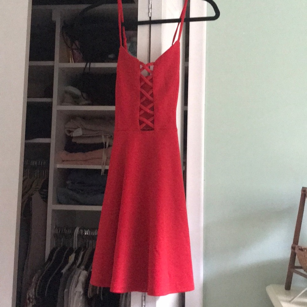 Criss cross red dress